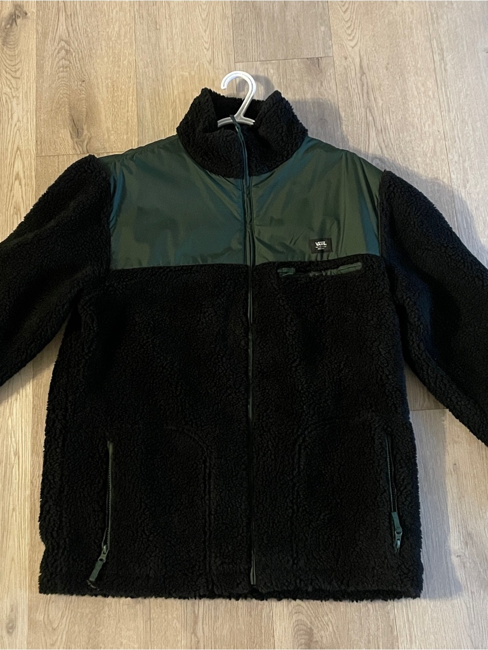 Vans Men’s Black Sherpa Jacket with Dark Green Yoke